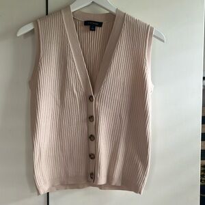 Ribbed button down sweater vest beige Ann Taylor SZ medium